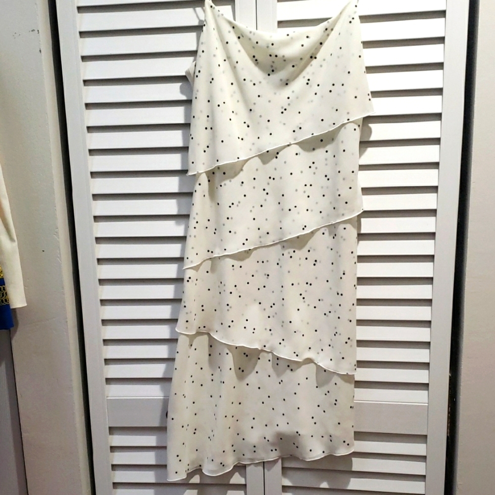 Elegant White Polka Dot Dress